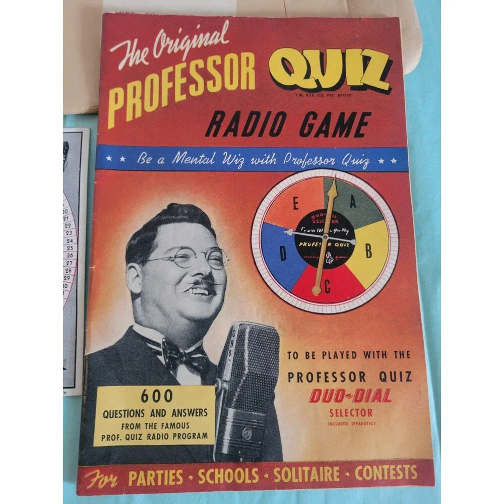 1939 Professor Quiz Radio Game Procter & Gamble Mail Premium w/ Duo-Dial Spinner